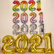 2021 Digital Balloon Set New Year Army Festive Arrangement Background Wall Party Decoration Gold Aluminum Film Balloon