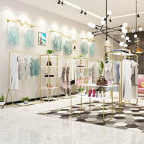 Nordic simple clothing store hanger display rack hanging clothes shelf floor-standing womens clothing store gold shelf iron art