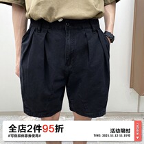 OFFBORD Japanese Tide brand overalls mens summer thin retro harbor style casual loose black five-point pants