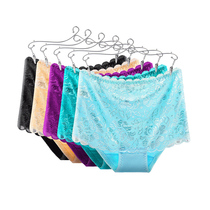 Lady Modale Sexy no-dent hollow lace Lace Bamboo Fiber Shorts Mid Waist Comfort Triangle Pants Breathable Briefs