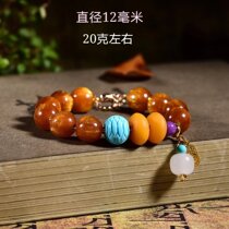 Pure natural chicken oil Golden Silk Willow mens and womens round beads bracelet accessories raw stone beeswax Amber mens beaded bracelet