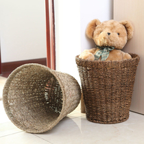 Trash can woven vines Home Home Field Garden Containing barrel Grass trash bins Trash trash basket