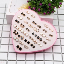 Peach heart love heart shape geometric figure plastic needle rhinestone inlaid drill drip oil hypoallergenic ear nail needle ring coil Rod female