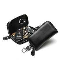 Leather key bag womens card bag male cowhide key bag small waist hanging large capacity multi card position car key bag