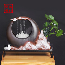 Ceramic perfect atomization flowing water ornaments home living room small micro landscape humidifier desktop decorations Chinese style