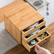 Bamboo Puer tea box drawer multifunctional desktop storage box jewelry cosmetics finishing box sundries storage rack
