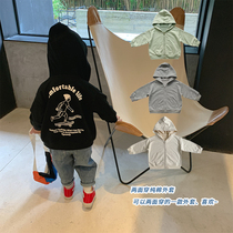 Cute germination boy jacket boy 2022 Spring Yangqi Childrens baby cartoon Two sides wearing coat of coat damp