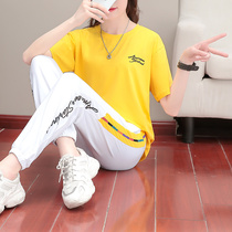 Sports Suit Women Casual Fashion 2022 Summer New Korean Version Loose With Slim Short Sleeve T-shirt Two Sets Eben