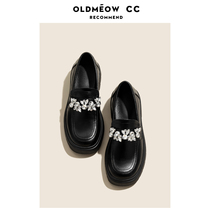 Old Meow Shop Thick Bottom Black Small Leather Shoes Woman 2022 Spring Autumn New Coarse Heel Thick Bottom Casual Square Head Single Shoes