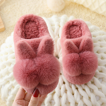 Childrens cotton slippers 2019 Winter New Baby non-slip home wool shoes male and female children indoor parent-child warm
