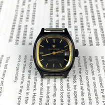 Shanghai Watch Factory four diamond brand black shell black surface single calendar mechanical womens watch 27mm free strap 1