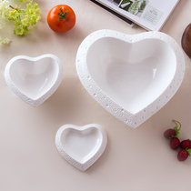 Jingdezhen pure white rice bowl Creative Bowl home bone porcelain relief heart type small dish ceramic salad bowl big soup bowl