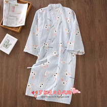 Japan soft honeys day style kimono pyjamas womens spring and autumn bathrobes sleeping dress pure cotton cloth sweaty sleeping robe