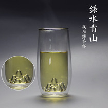Double glass heat insulation is not hot hand home Creative Green Tea Cup transparent gold men and women Office Cup Tea Cup