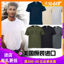 American imported cotton T-shirt mens crew neck pure navy marine breathable fitness summer short sleeve loose tight