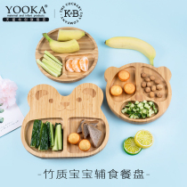 Hong Kong YouCreation YOOKA Baby baby Learn to eat Succulum Succules Bamboo-wood Bamboo Wood Anti-Fall Dinner Plate