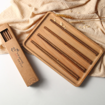 Solid wood chicken wing wood chopsticks set Kuaizi household 10 pairs of family anti-slip mahogany chopsticks Paint-free wax-free wood