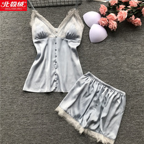Spring Pyjamas Woman Sensation Silk Harness Sleeping Dress With Chest Cushion Ice Silk Thin Sleeping Robe Home for the summer