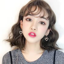 Net Red love pearl earrings female temperament Korean earrings 2021 New Tide heart-shaped earrings peach heart earrings