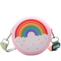 Childrens Bag Girls shoulder bag Cute Rainbow Silicone Shoulder Bag Little Girl Bag Baby Fashion Small Bag Tide