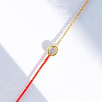 Blue Bestser (first appearance)18K gold Year of life Red rope Diamond bracelet Half rope half chain Gift for girlfriends
