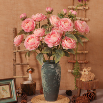 High-end Simulation Peony Flowers Fake Flowers Simulation Flowers New Living Room Furnishing Floral Swing Piece High-end Light Lavish Table Silk Flowers