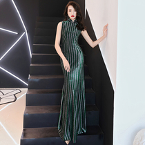 Improved cheongsam evening dress female 2021 New banquet Noble elegant sexy temperament fishtail high end Young long