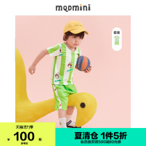 S]MQD childrens clothing mens childrens 21 summer football sportswear suit T-shirt vertical stripe pattern two-piece running