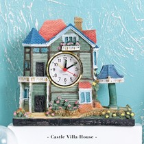 Creative color cartoon small house Villa ancient castle table alarm clock clock ornaments Childrens room bedroom alarm clock