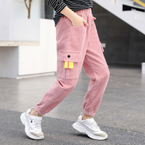 Girls plus velvet pants autumn and winter wear childrens clothes foreign-made thick pants girls winter casual overalls