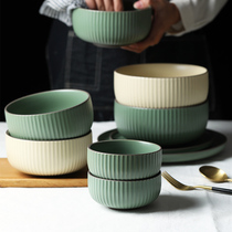Bowl Home 10 Suits Nordic Day Style Ceramic Pan Rice Bowls Dinner Bowls Noodle Bowls Noodles Bowls Retro Cutlery Cutlery Dishes
