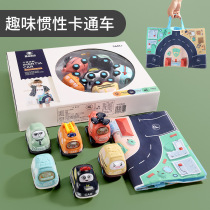 Children Back to Inertial Puzzle Mini Sliding Sound And Light Cute Little Car Baby Toy Infant Containing Suit