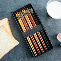 Non-slip Japanese chopsticks Paint-free pointed chopsticks Household chopsticks set couple chopsticks 5 pairs of gift box sushi chopsticks Solid wood