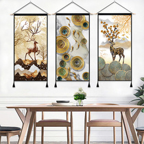  Fortune deer Chinese style Chinese style hanging canvas art background cloth ins hanging cloth Bed and breakfast decoration retro tapestry wall cloth