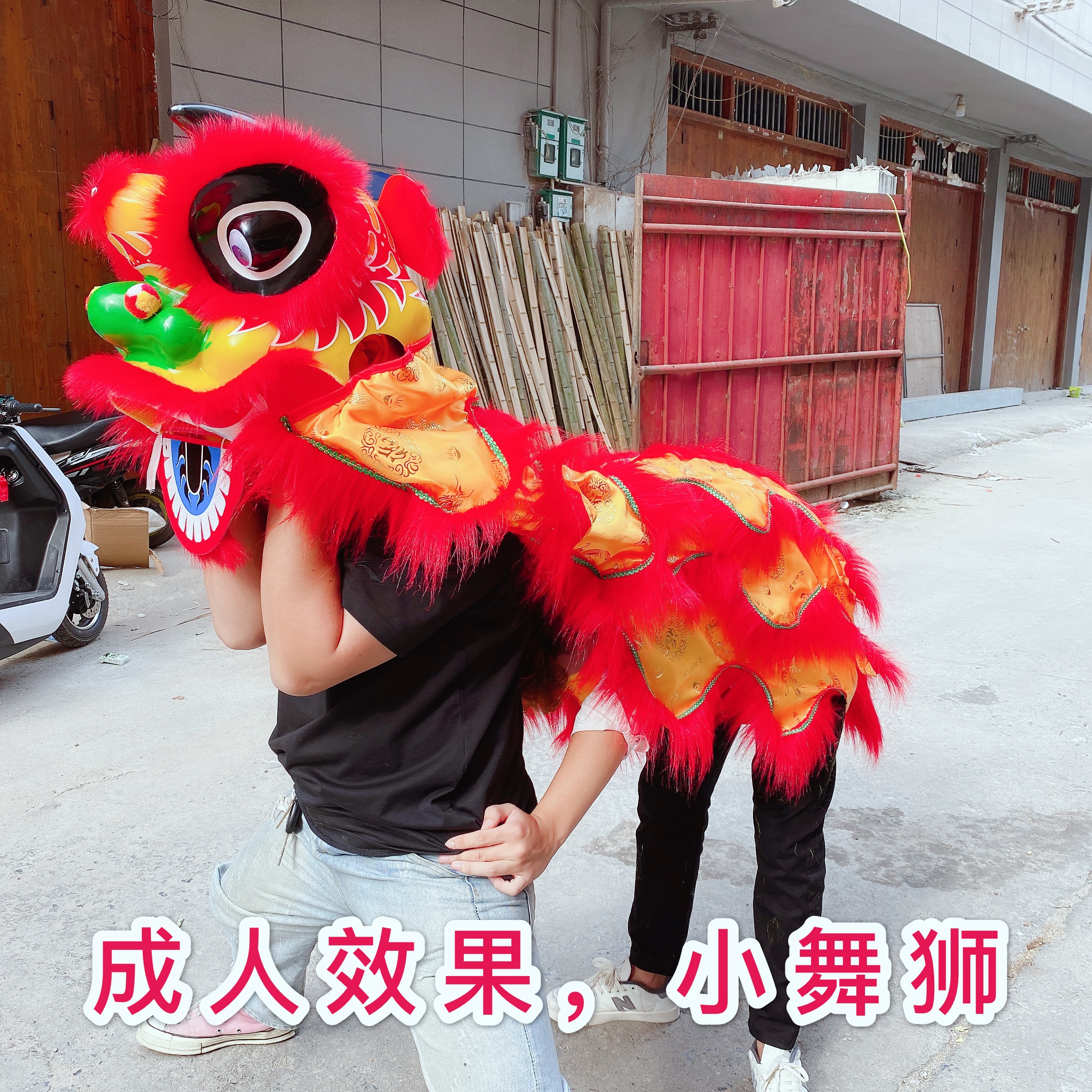 Double lion dance children's lion dance props set Children's lion dance Children's lion dance head Wake lion lion dance head school