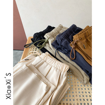 Little Hijia) Ice Silk Women Spring Summer Tightness Waist Pituitary Sensation Slim Loose 100 Lap Straight Barrel Casual 90% Wide Leg Pants