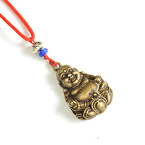 Tang Dynasty antiques collection bronze Buddha statues hanging Maitreya Buddha pendants handmade pure copper ornaments retro