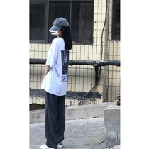 Gray suit pants women 2021 autumn and winter high waist straight through pants loose wide leg pants mopping casual trousers hanging pants