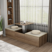 Solid wood balcony locker bay window cabinet can sit and lift bedroom tatami window sill floor cabinet low cabinet storage custom