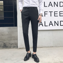 Korean version of trousers mens slim straight tube formal dress British business casual suit pants youth drop gray leggings