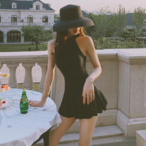 Swimsuit women hot spring bath clothes one dress dress Belly Belly belly meat thin chest gathering ins Wind retro conservative swimsuit