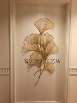 Modern Chinese wrought iron ginkgo leaf wall decoration wall hanging entrance hotel club soft wall decoration crafts pendant