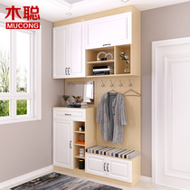 Door entrance shoe cabinet Simple European modern foyer Clothes hanger Household large-capacity locker