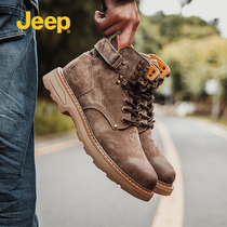 JEEP Jeep leather high-top mens shoes spring 2021 new trend British wild tooling casual boots