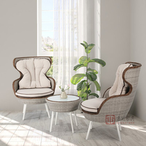 Outdoor rattan chair open air courtyard small garden sofa high back chair resort resort hotel outdoor light luxury retro single chair