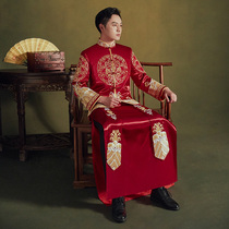 Mens Xiuhe clothing Chinese groom clothing male wedding toast clothing mens wedding dragon and phoenix gown
