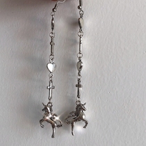 European and American retro love cross unicorn 925 silver ear hook earrings long female ear clip hypoallergenic