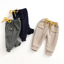 Baby autumn and winter trousers boys plus velvet sweatpants small children pants boy cotton pants Korean version of boys Boys winter clothes