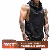 Muscle captain sports hooded sleeveless vest male brother fitness running breathable loose quick-drying training suit top