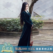 Evening Niang clearance special Spring and Autumn velvet lace side retro slim body slim V-neck sexy dress